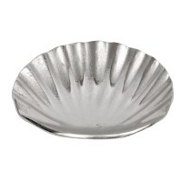 10" Silver Metal Coastal Scallop Shell Bowl