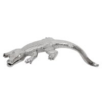 14" Silver Metal Coastal Alligator Figurine