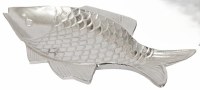 12" Silver Metal Coastal Fish Shape Serving Dish