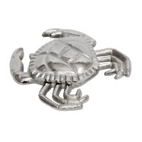 7" Silver Metal Decorative Coastal Crab Shap Box
