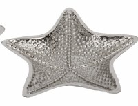 8" Silver Metal Coastal Starfish Serving Dish