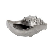 10" Silver Metal Decorative Coastal Conch Shell Bowl