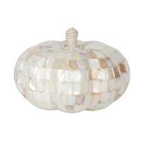6" Mosaic Mother of Pearl Decorative Fall & Thanksgiving Pumpkin