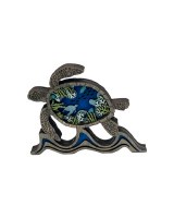 6" Brown and Blue Wood Sea Turtle Scene Sign