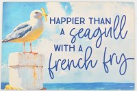 4" x 6" "Happier Than a Seagull With a French Fry" Wood Post Card