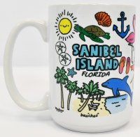 15 Oz "Sanibel Island Florida" Icons Coastal Ceramic Mug