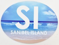 4" Oval Beach Scene "SI" Coastal Magnet