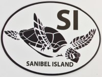 4" Oval Black and White "SI" Sea Turtle Coastal Magnet