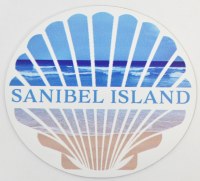 3.5" Round "Sanibel Island" Scallop Shell Beach Scene Coastal Magnet