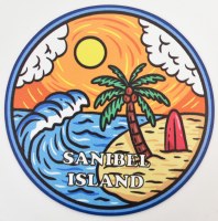 3.25" Round "Sanibel Island" Beach Sunset Coastal Magnet