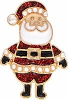 Gold Toned and Red Bling Santa Christmas Earrings