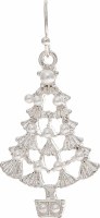 Silver Toned and Faux Pearls Christmas Tree Earrings