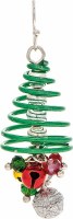 Gold Toned Green Spiral Christmas Tree Earrings