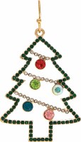 Gold Toned and Multicolor Bling Christmas Tree Earrings