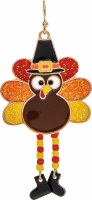 Gold Toned and Multicolor Turkey Fall & Thanksgiving Earrings