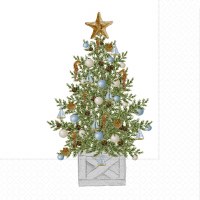 5" Square Coastal Christmas Tree Beverage Napkins