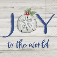 5" Square "Joy to the World" Sand Dollar Christmas Beverage Napkins
