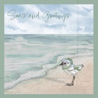 5" Square "Seas and Greetings" Sandpiper Christmas Beverage Napkins