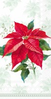 9" x 5" Red Poinsettia on Green Christmas Guest Towel