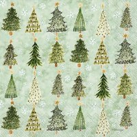 6.5" Square Tiny Green Christmas Trees Lunch Napkins