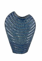 11" Blue Rib Scoop Ceramic Vase