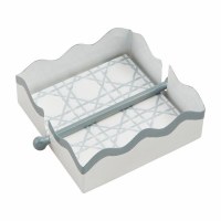 5.5" Square Grey and White Metal Napkin Holder and Beverage Napkins