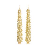 Set of Two 10" LED Gold Christmas Tree Taper Candles