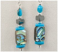 Silver Toned and Abalone Enamel Lagon Earrings