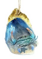 3" Painted Crab Oyster Shell Ornament