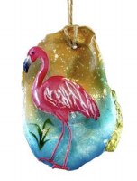 3" Painted Flamingo Oyster Shell Ornament