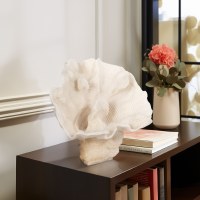 12" Faux Ivory Fan Coral Polyresin Statue