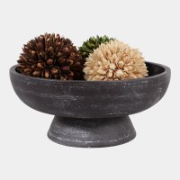 13" Round Sage Footed Decorative Ceramic Bowl
