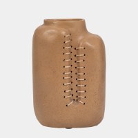 12" Brown Stitch Design Decorative Ceramic Vase