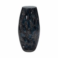 9" Dark Blue and Gray Glass Vase