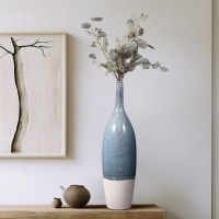 27" Blue and White Decorative Ceramic Vase