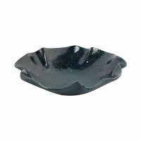 16" Round Dark Blue Wavy Decorative Ceramic Bowl