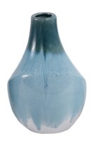 7" Blue and Green Drip Top Decorative Ceramic Vase
