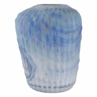 14" Blue and White Swirl Decorative Glass Vase
