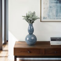 18" Two Toned Blue Decorative Ceramic Vase