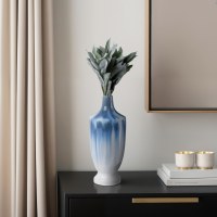 21" White and Blue Ceramic Decorative Decanter