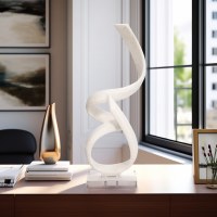 27" White Abstract Ribbon Polyresin Sculpture