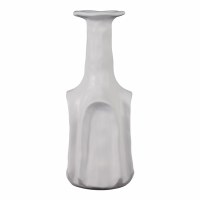 18" White Four Sided Decorative Ceramic Vase