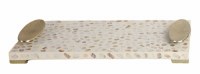 10" x 22" Mother of Pearl Polyresin Tray With Handles