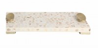 9" x 18" Mother of Pearl Polyresin Tray With Handles
