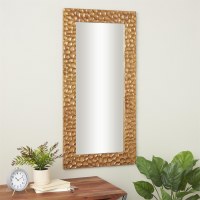 48" x 24" Brown Textured Wood Mirror