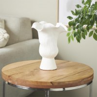 11" White Flair Top Decorative Ceramic Vase