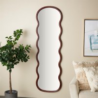 71" x 22" Brown Wavy Wood Mirror