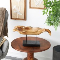 21" Natural Teak Leaf on a Stand