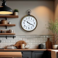 23" Round Brown Watch Wall Clock