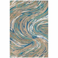 5' x 7.6' Aqua Big Wave Rug